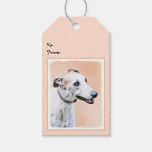 Greyhoundschildering - Cute Original Dog Art Cadeaulabel
