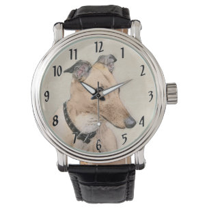Greyhoundschildering - Cute Original Dog Art Horloge