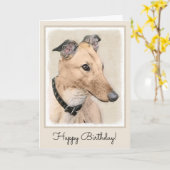 Greyhoundschildering - Cute Original Dog Art Kaart (Gele Bloem)