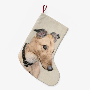 Greyhoundschildering - Cute Original Dog Art Kleine Kerstsok