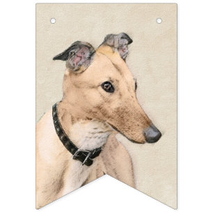 Greyhoundschildering - Cute Original Dog Art Vlaggetjes