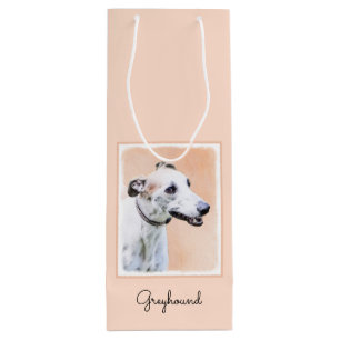 Greyhoundschildering - Cute Original Dog Art Wijn Cadeautas