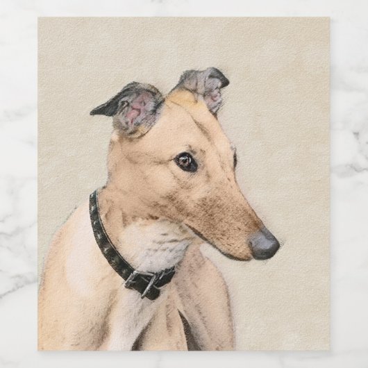 Greyhoundschildering - Cute Original Dog Art Wijn Etiket (Enkel label)