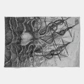 Greyscale Kraken Kitchen Towel Theedoek (Horizontaal)