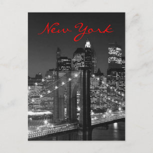 Greyscale Red New York Script Post Kaart