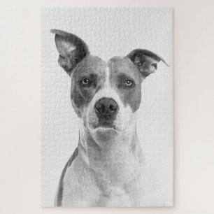 Greyscale Short Hazard Dog in Black and White Legpuzzel