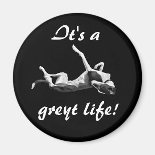 Greyt life greyhound magnet zwarte achtergrond magneet