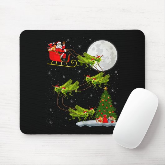 Grhopper Santa Sleigh Flying Funny Magical Christm Muismat (Met muis)