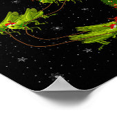 Grhopper Santa Sleigh Flying Funny Magical Christm Poster (Hoek)