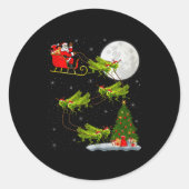 Grhopper Santa Sleigh Flying Funny Magical Christm Ronde Sticker (Voorkant)