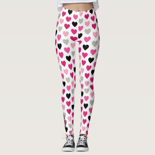 Gribouillages Chéri(e) : Legging Cœur Rose et Noir (Devant)