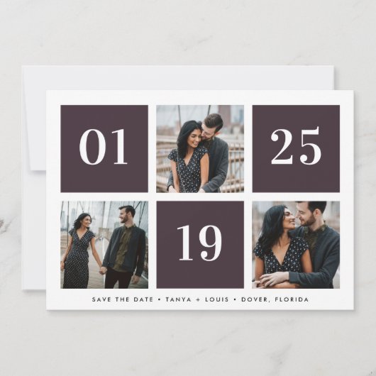 Grid Collage Multi Foto Bruiloft Save The Date (Voorkant)