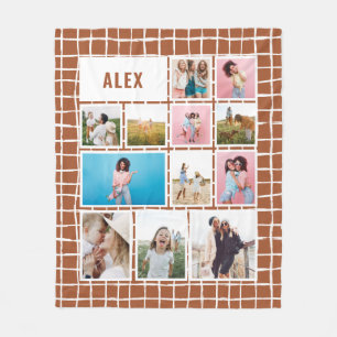 Grid terracotta 12 foto modern minimaal abstract fleece deken