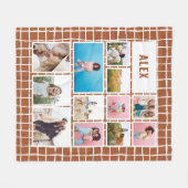 Grid terracotta 12 foto modern minimaal abstract fleece deken (Voorkant (Horizontaal))