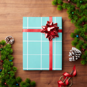Grid Turquoise en Wit Cadeaupapier