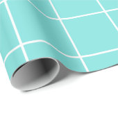 Grid Turquoise en Wit Cadeaupapier (Rol Hoek)