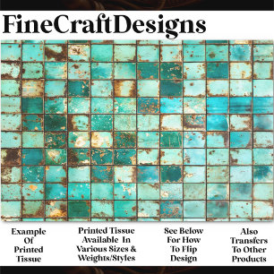 Grid Turquoise Teal Vervaaagde Tegels Y3 Decoupage Tissuepapier