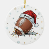 Gridiron Glow: Football with Santa Hat Keramisch Ornament (Voorkant)