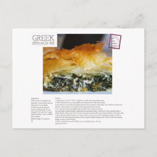 GRIEK Spinach Pie Recipe Briefkaart