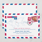 Griekenland Airmail Christening Baptism Save The Date (Voorkant / Achterkant)