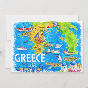 Griekenland Aquarel Reis Kaart Ansichtkaart