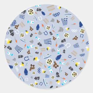 Griekenland: beroemde artikelen van het land ronde sticker