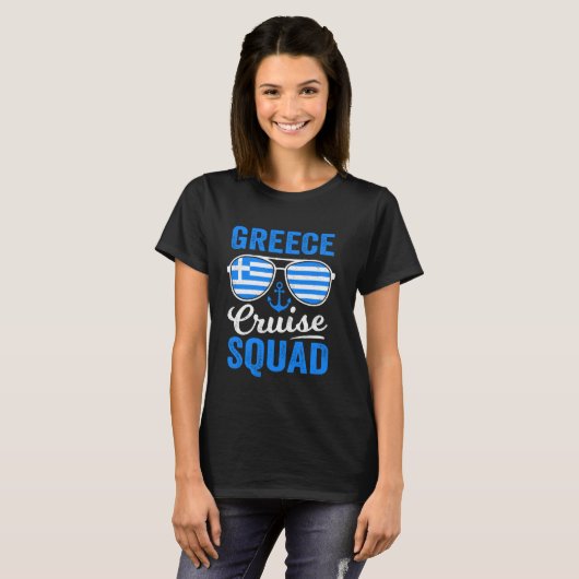 Griekenland Cruise Squad 2024 Retro Grieks Matchin T-shirt (Voorkant volledig)
