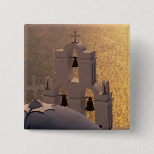 Griekenland, de Cycladen, Santorini, Thira, Vierkante Button 5,1 Cm