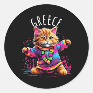 Griekenland Eigenzinnige Grappige Schattigee Kleur Ronde Sticker