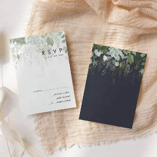 Griekenland en Gold Leaf Donkere RSVP-kaart van RSVP Kaartje