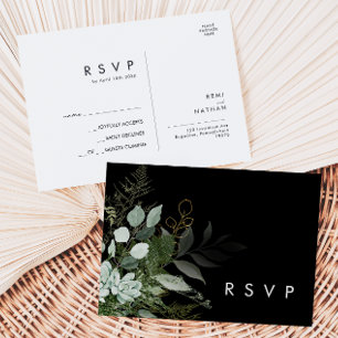 Griekenland en Gold Leaf RSVP van het zwarte huw Briefkaart