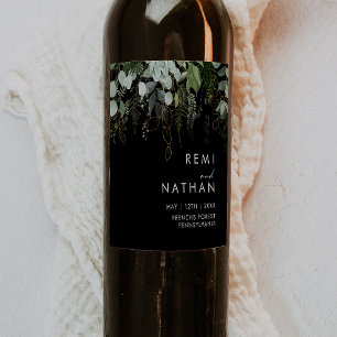 Griekenland en Gold Leaf   Zwarte bruiloft Wijn Etiket