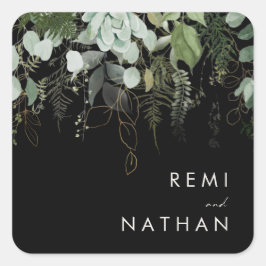 Griekenland en Gold Leaf | Zwarte envelopsluitinge Vierkante Sticker