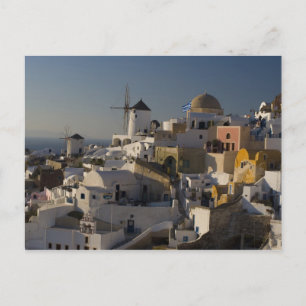 Griekenland en Grieks eiland Santorini stad Oia Briefkaart