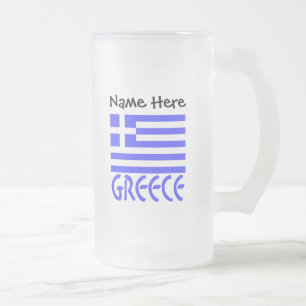 Griekenland en Griekse vlag met uw naam Matglas Bierpul