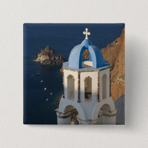 Griekenland en het Griekse eiland Santorini, stad  Vierkante Button 5,1 Cm