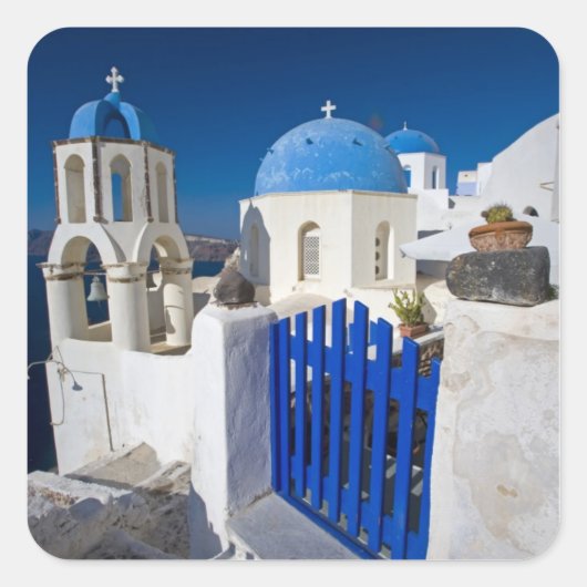 Griekenland en het Griekse eiland Santorini, stad  Vierkante Sticker (Voorkant)