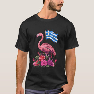Griekenland Flamingo Bloem Griekse Trots Griekse V T-shirt