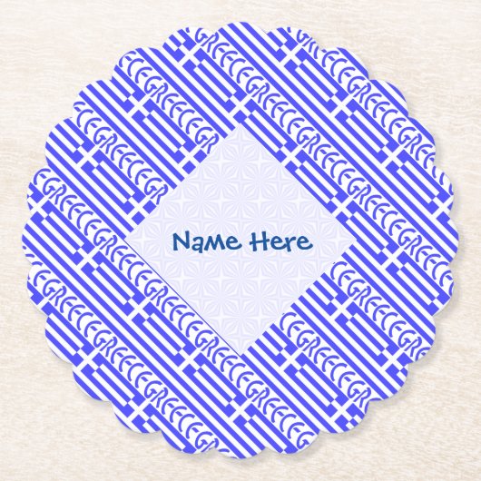 Griekenland Griekse vlag betegelde blauwe personal Kartonnen Onderzetters (Voorkant)