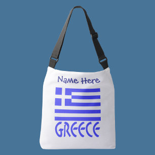Griekenland Griekse Vlag Blauw Personalisatie Crossbody Tas
