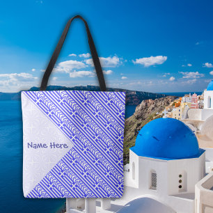 Griekenland Griekse Vlag Getegeld Blauw Gepersonal Draagtas