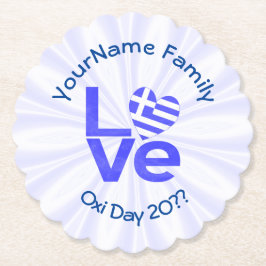 Griekenland Hart Vlag Blauwe LIEFDE Gepersonalisee Kartonnen Onderzetters