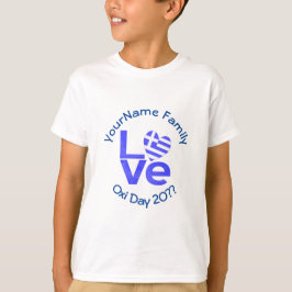 Griekenland Hart Vlag Blauwe LIEFDE Gepersonalisee T-shirt