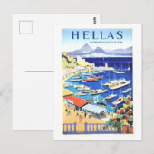  Griekenland (Hellas) Travel Poster Briefkaart (Voorkant / Achterkant)