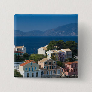GRIEKENLAND, Ionische eilanden, KEFALONIË, Assos: Vierkante Button 5,1 Cm