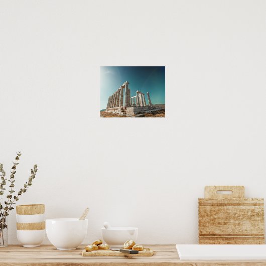 Griekenland. Kaap Sounion - Ruins van een oude tem Poster (Keuken)