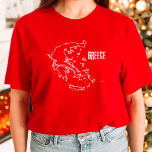 Griekenland Landkaart Lijn Griekse Grens Overzicht T-shirt