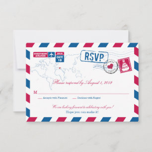 Griekenland Luchtpost Huwelijk RSVP Kaartje