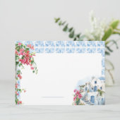 Griekenland Mediterraan Bloemen Tegel Trouwplaats Kaart (Staand voorkant)