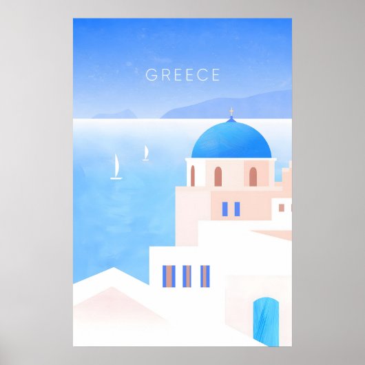 Griekenland Minimaal Reisposter Poster (Voorkant)